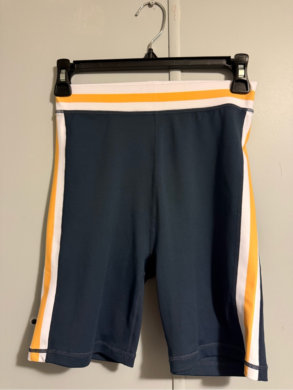 WILO The Label Biker Shorts Size Small Navy Yellow White High Rise Athletic